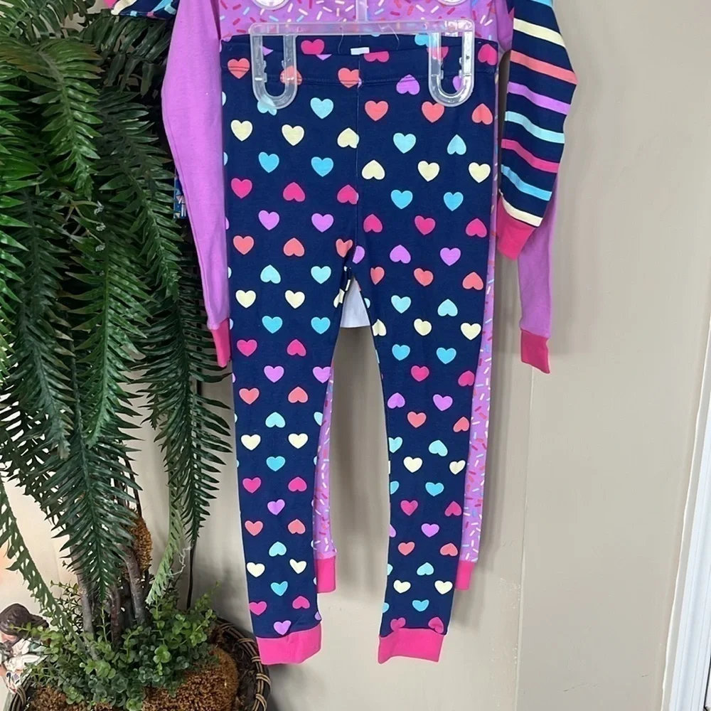 Brand New 2 Pack Pajama Set Donut Stripes Hearts Long Sleeve Top Pants Sleepwear